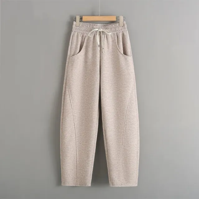 Fleece lined Elastic Sickle High Waist Slimming Pants Wheat Color Spring And Autumn - Shop at LoveMi