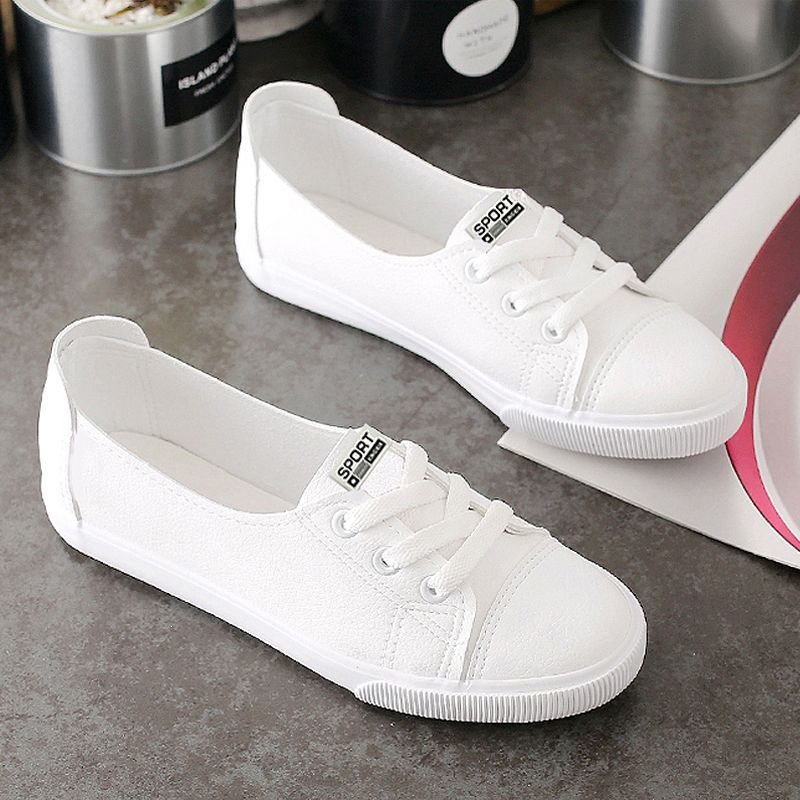 Slip-on Low-top White Sneakers Flat Casual Korean-style Skate Shoes