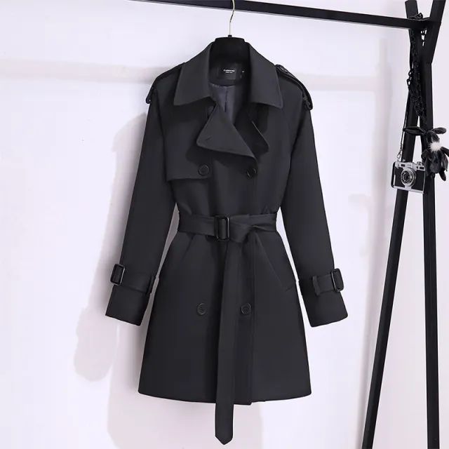 Short Trench Coat Women's Khaki Black - Shop at LoveMi