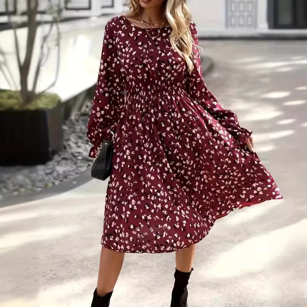 Women's Printed Long Sleeve Dress