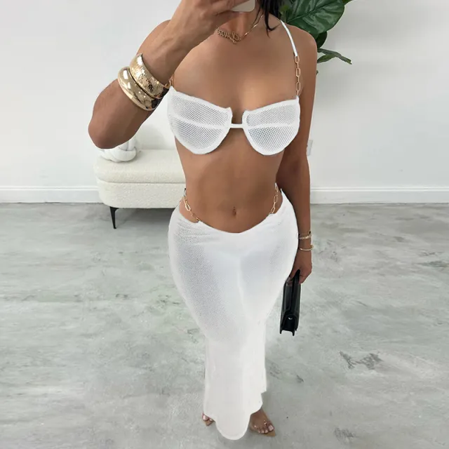 See through Bikini Skirt Suit For Women White - Shop at LoveMi