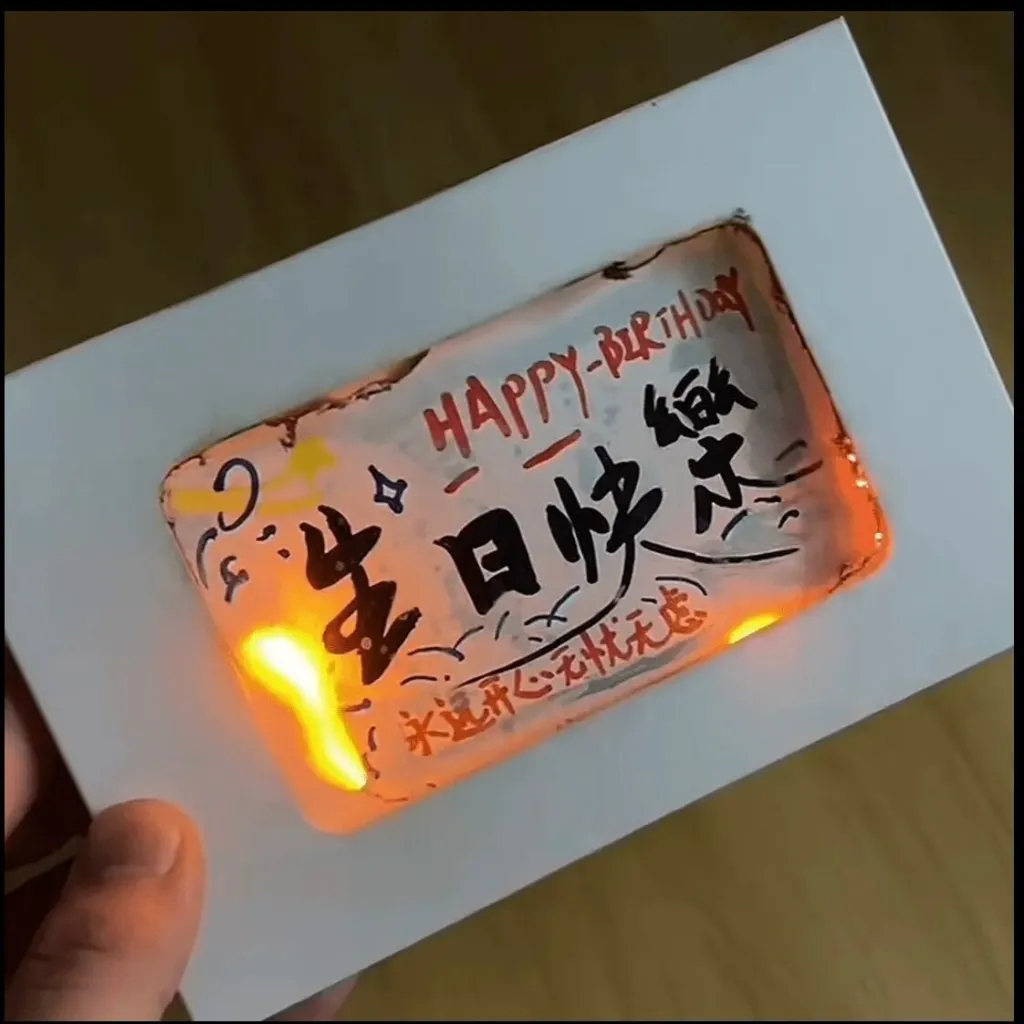 Handmade Burning With Matches Happy Birthday Envelope Cartridge Material Package - White