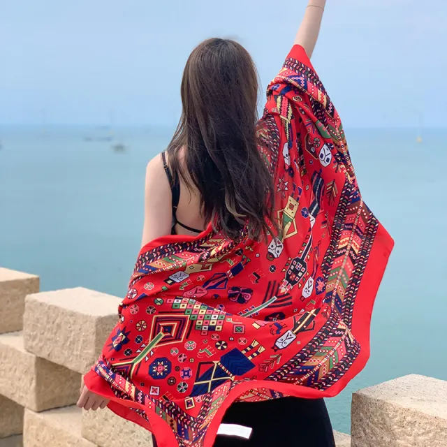 Multicolored Flower Pattern Shawl Sun proof Scarf Mask Robot - Shop at LoveMi