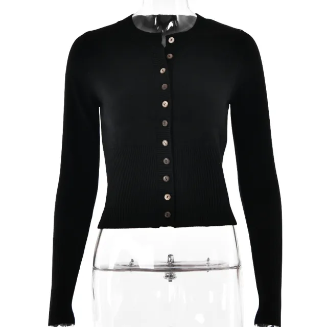 Women's Knitted Shirt Long Sleeve Slim Round Neck Top Black - Shop at LoveMi