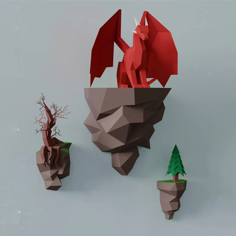 Dragon Paper Model Sitting On The Island Home Wall Hanging Wall Decorations – image 5