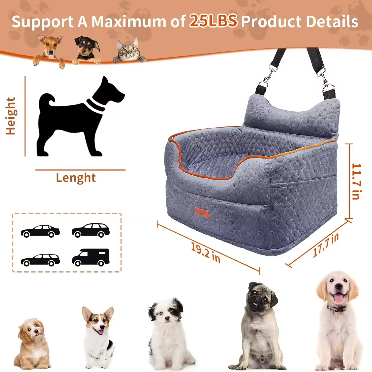All-season Universal Car Seat With A Thickened Bottom Serving As A Dog Bed Or Sofa detail photo 4