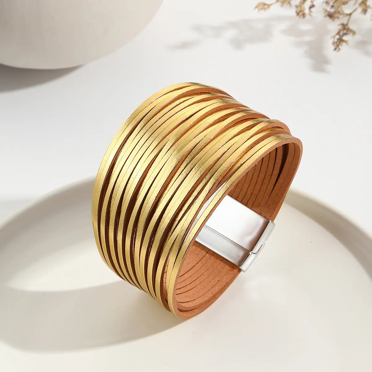 Mixed Color All-match Women's Pu Leather Leather Bracelet Magnetic Snap Bracelet