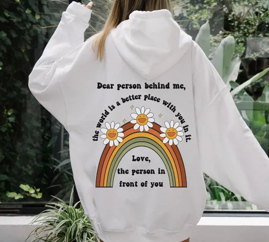 Drop shoulder Sleeve Women's Rainbow Sunflower Print White - Shop at LoveMi