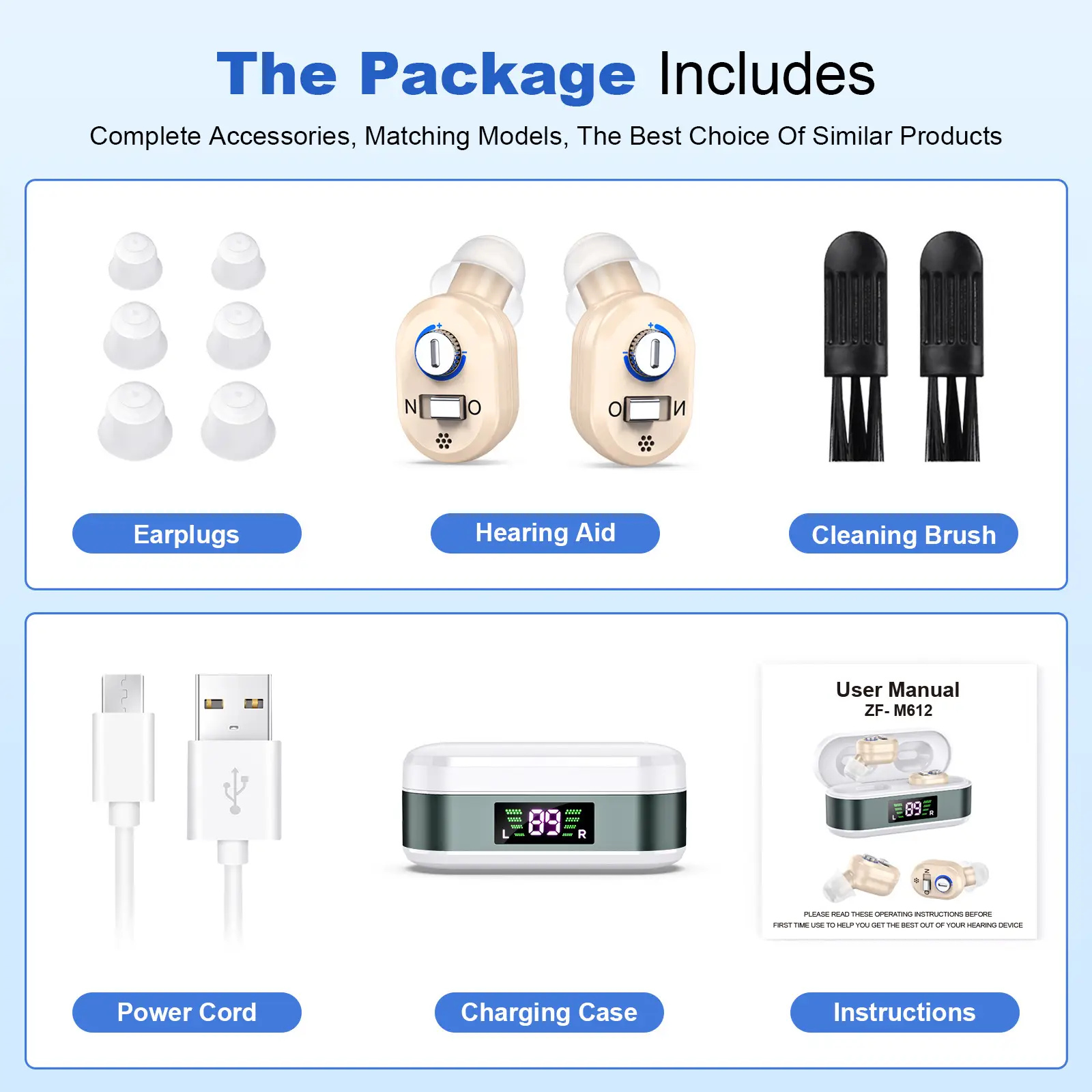 Digital Display Rechargeable Noise-Reducing Hearing Aid For Seniors