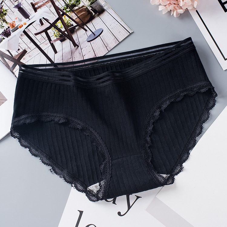 Women's Seamless Lace Hip Raise Mid Waist Briefs Black - Shop at LoveMi