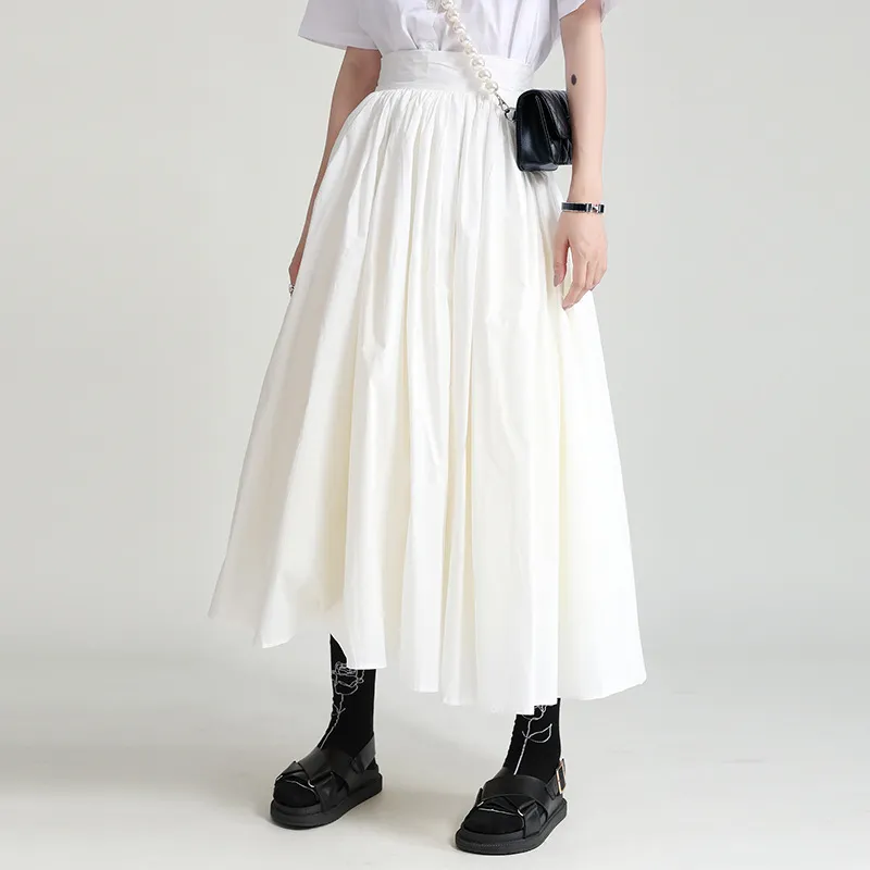 Inner Lining Spun Yarn Puffy Multi-layer Big Hem Skirt - White