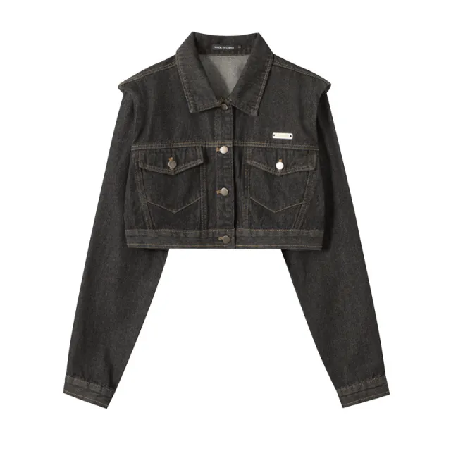 Sweet Cool Short Denim Jacket Casual Ins Style Easy Matching Coat Black - Shop at LoveMi