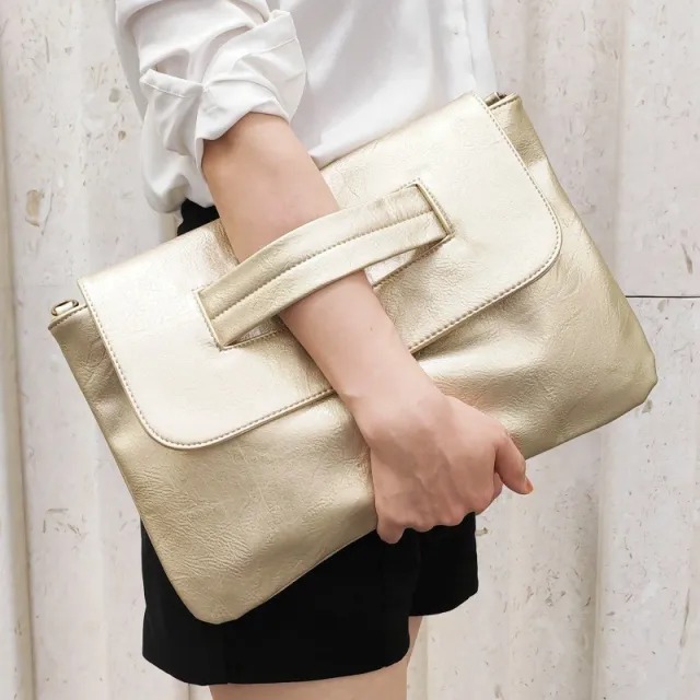 Large Capacity PU Crossbody Shoulder Belt Clutch Gold - Shop at LoveMi