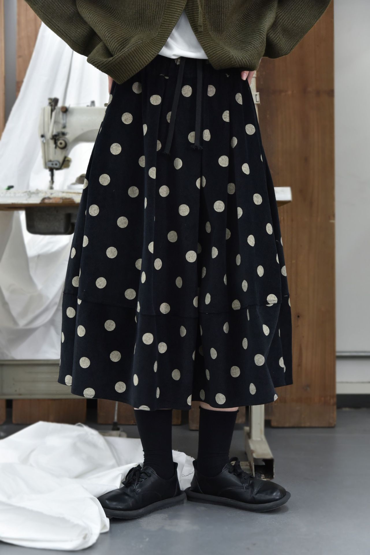 Women's All-matching Corduroy Retro Dots Skirt