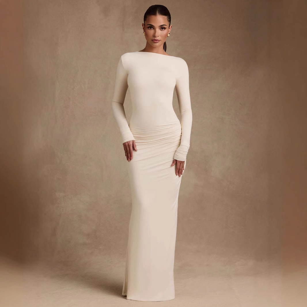 Slimming High-end Solid-color Long Body-hugging Sexy Dress