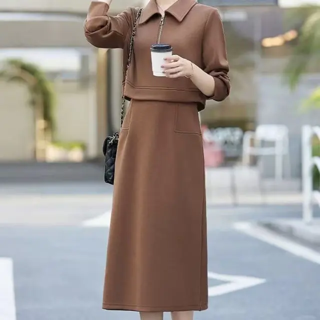 Mid length Small Match With Coat Skirt Brown - Shop at LoveMi