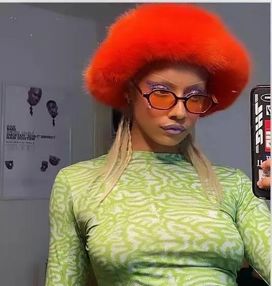 Plush Hat Fur Big Round Hat Winter Orange - Shop at LoveMi