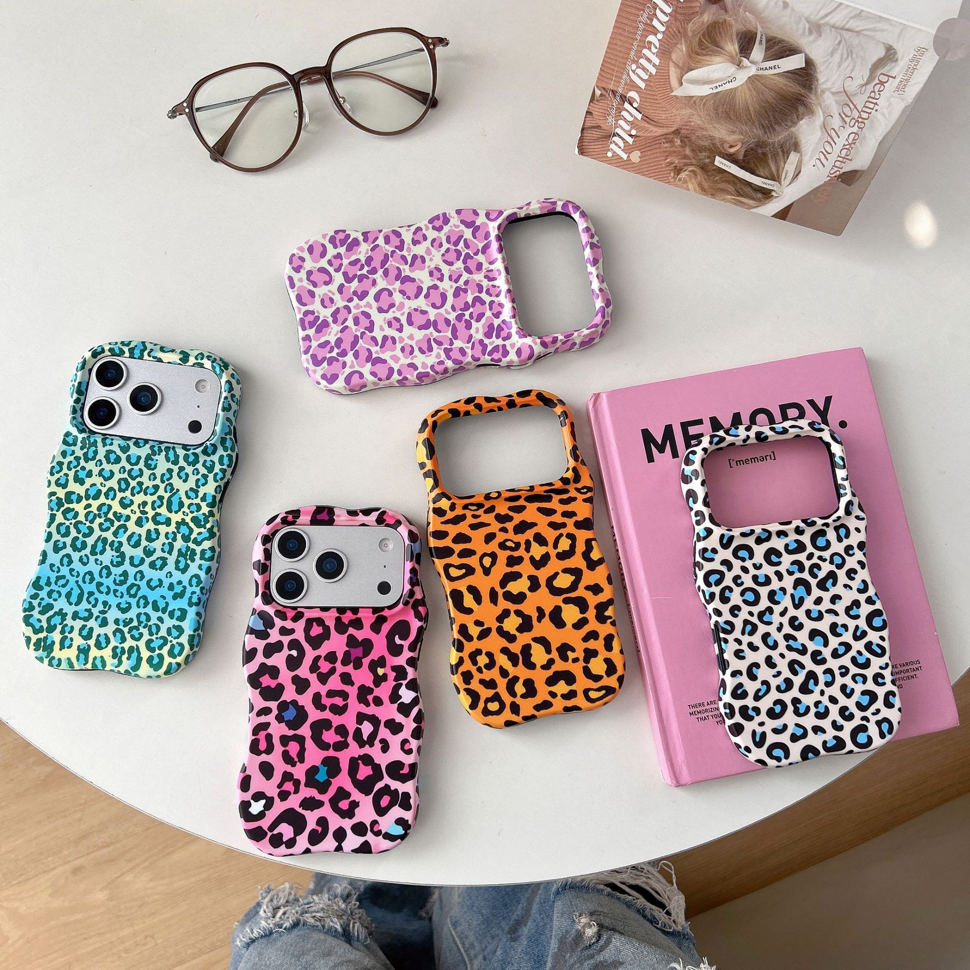 Personalized Color Block Leopard Print Phone Case Film Case