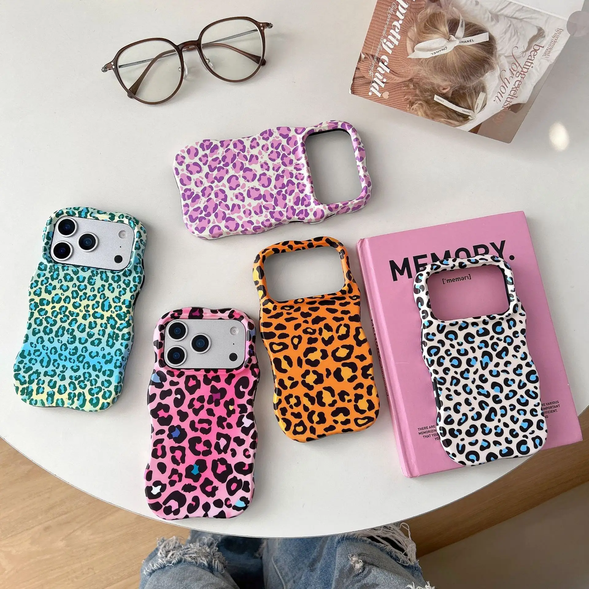 Personalized Color Block Leopard Print Phone Case