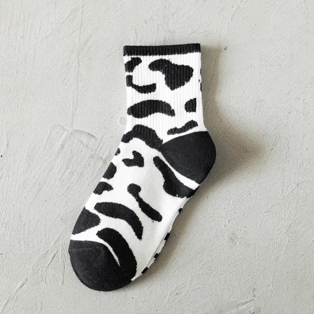 Women's Autumn And Winter Cartoon Illustration Japanese Style Mid calf High Length Cotton Socks Cows Pattern - Shop at LoveMi