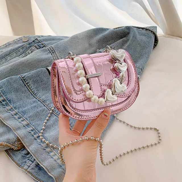 New Laser Pearl Tote Saddle Girl Mini Pink - Shop at LoveMi