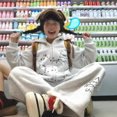 College Style Embroidered Cute Cartoon Hooded Sweatshirt Women's Loose Casual - Light Grey - View 1