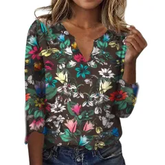 Women's Fashion Loose Summer Printed Top - G107Z306-M - View 1