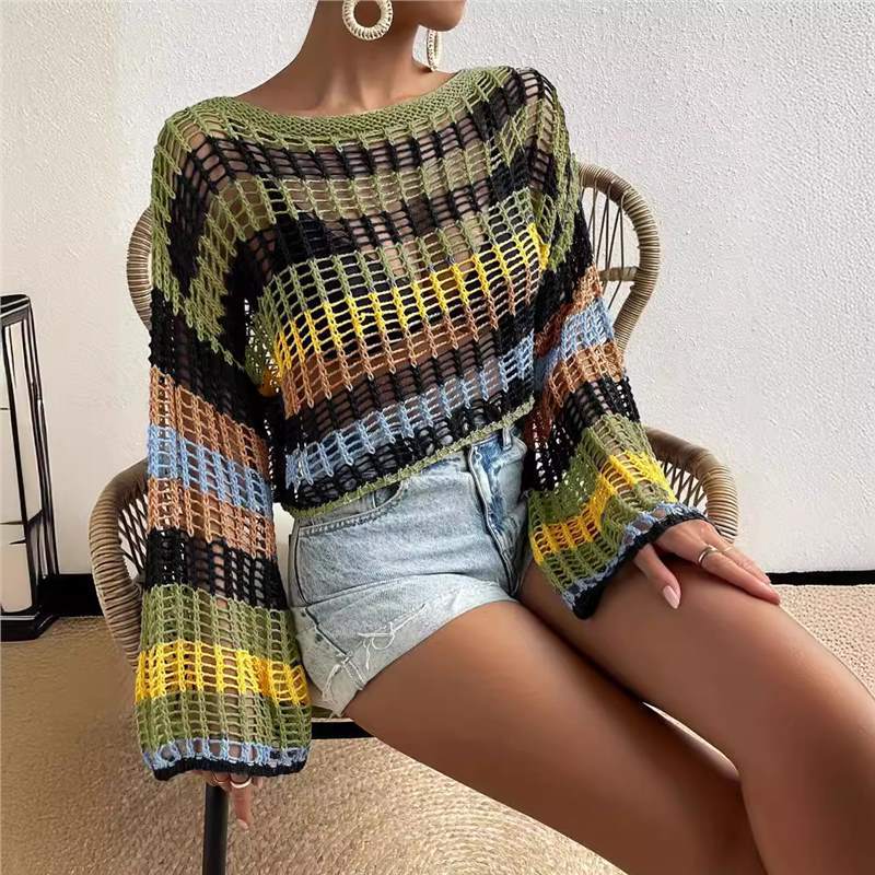 Loose-fitting Short Beach Sweater For Vacation