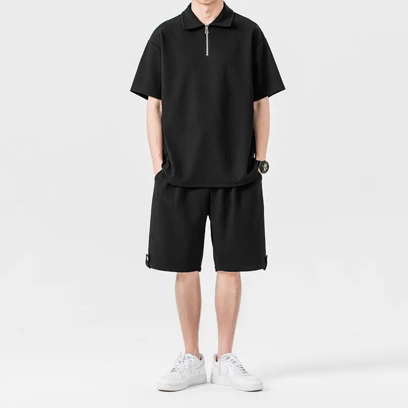 Polo Shirt Sports Shorts Trendy Solid Color