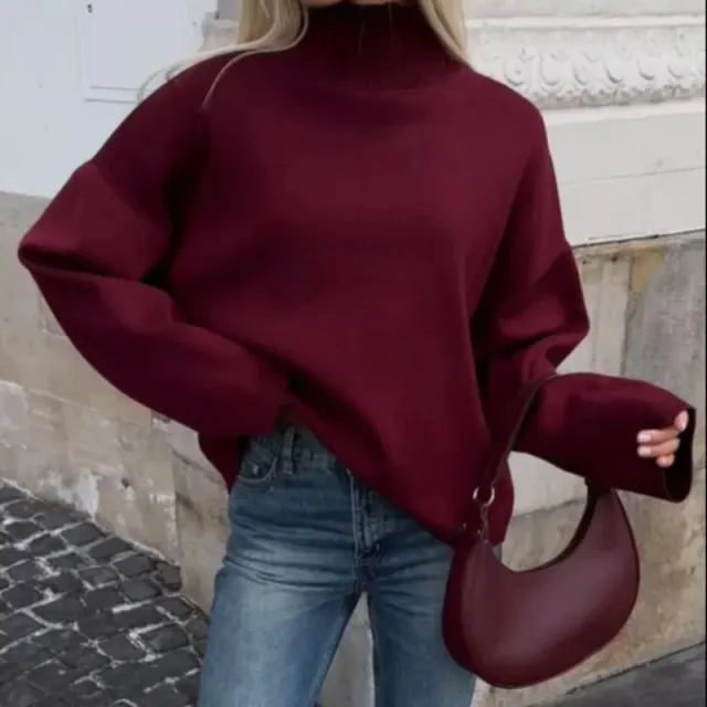 Women's Casual Loose Pullover Wine Red - Shop at LoveMi