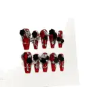 Handmade Wine-red Long Nail Tips For Wearable Nails view 5