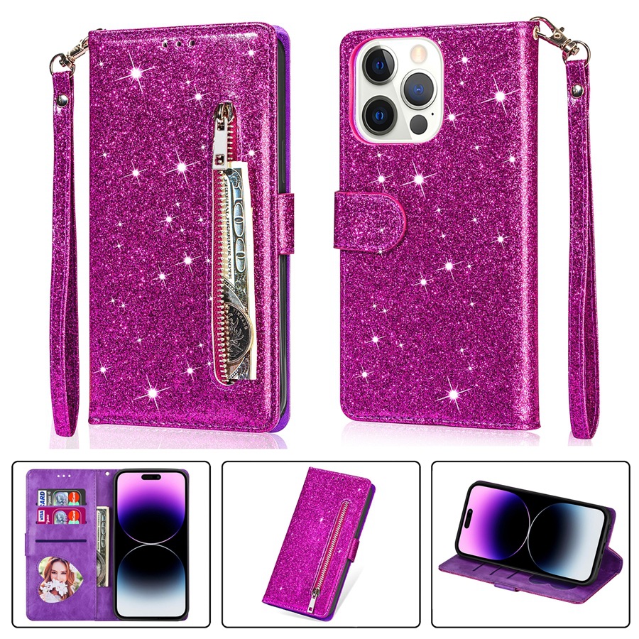 Zipper Mobile Phone Leather Case Flip Card - Image 17