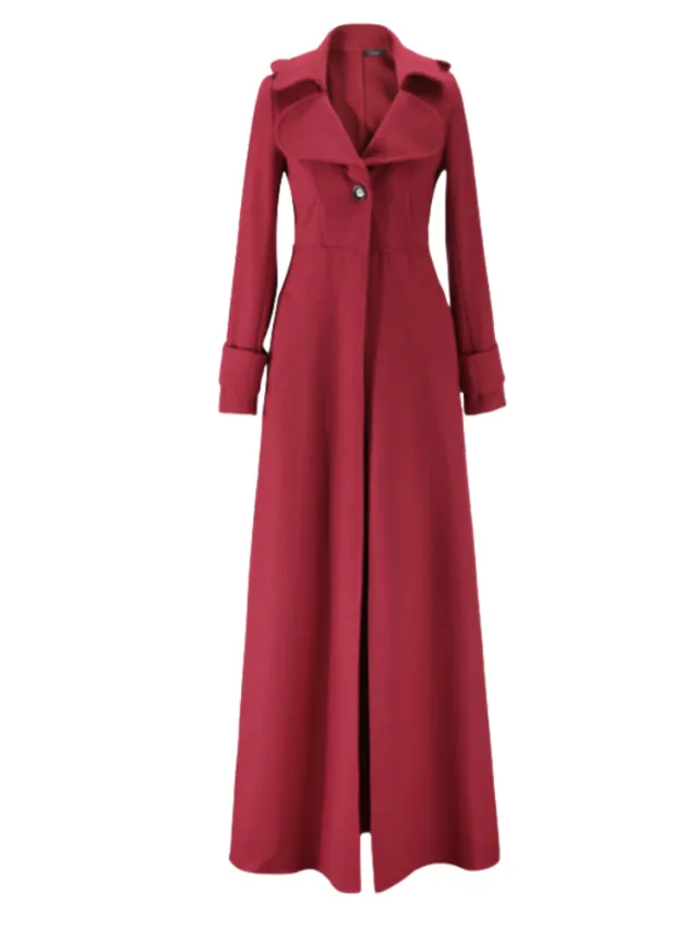 Autumn And Winter Coat Women's Turtleneck Woolen Coat Wine Red - Shop at LoveMi