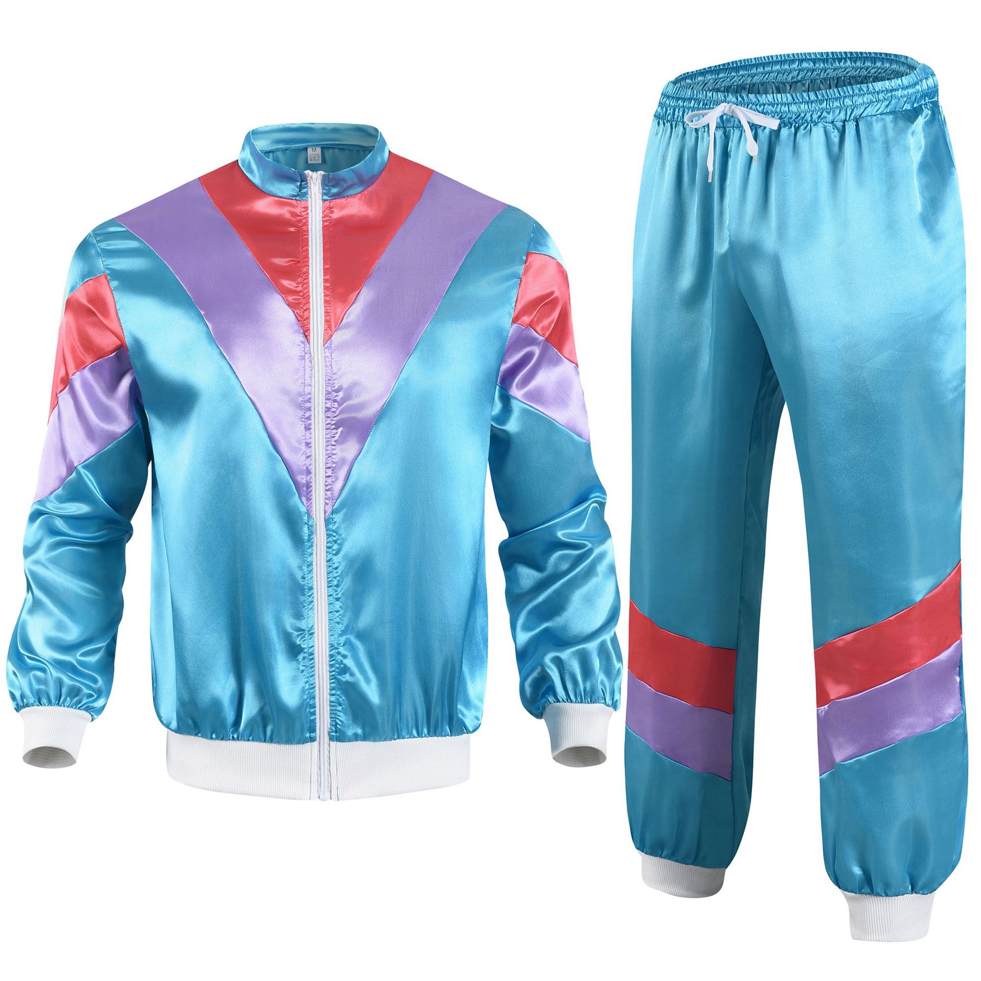 Disco Sportswear Jacket And Pants Jogging Vintage Style Theme Party Blue Sportswear - Shop at LoveMi