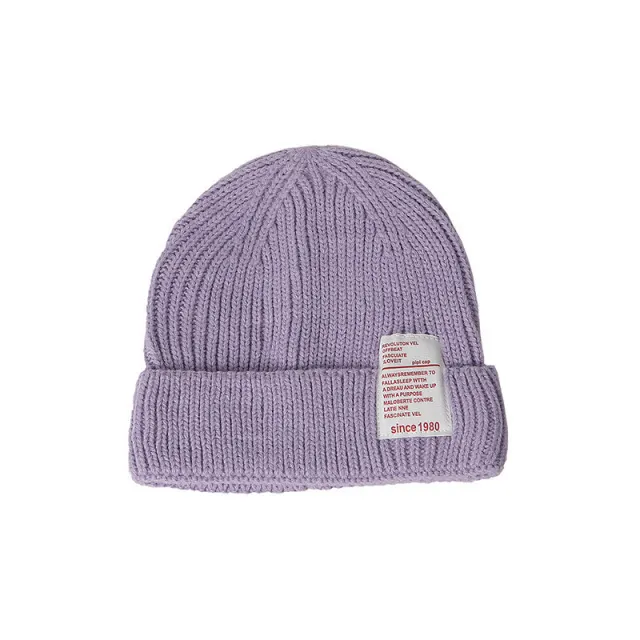 Autumn And Winter New 1980 Labeling Knitted Wool Hat Purple - Shop at LoveMi