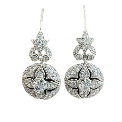 High-Quality All-Diamond Copper Zircon Flower Earrings - Jewelry & Watches