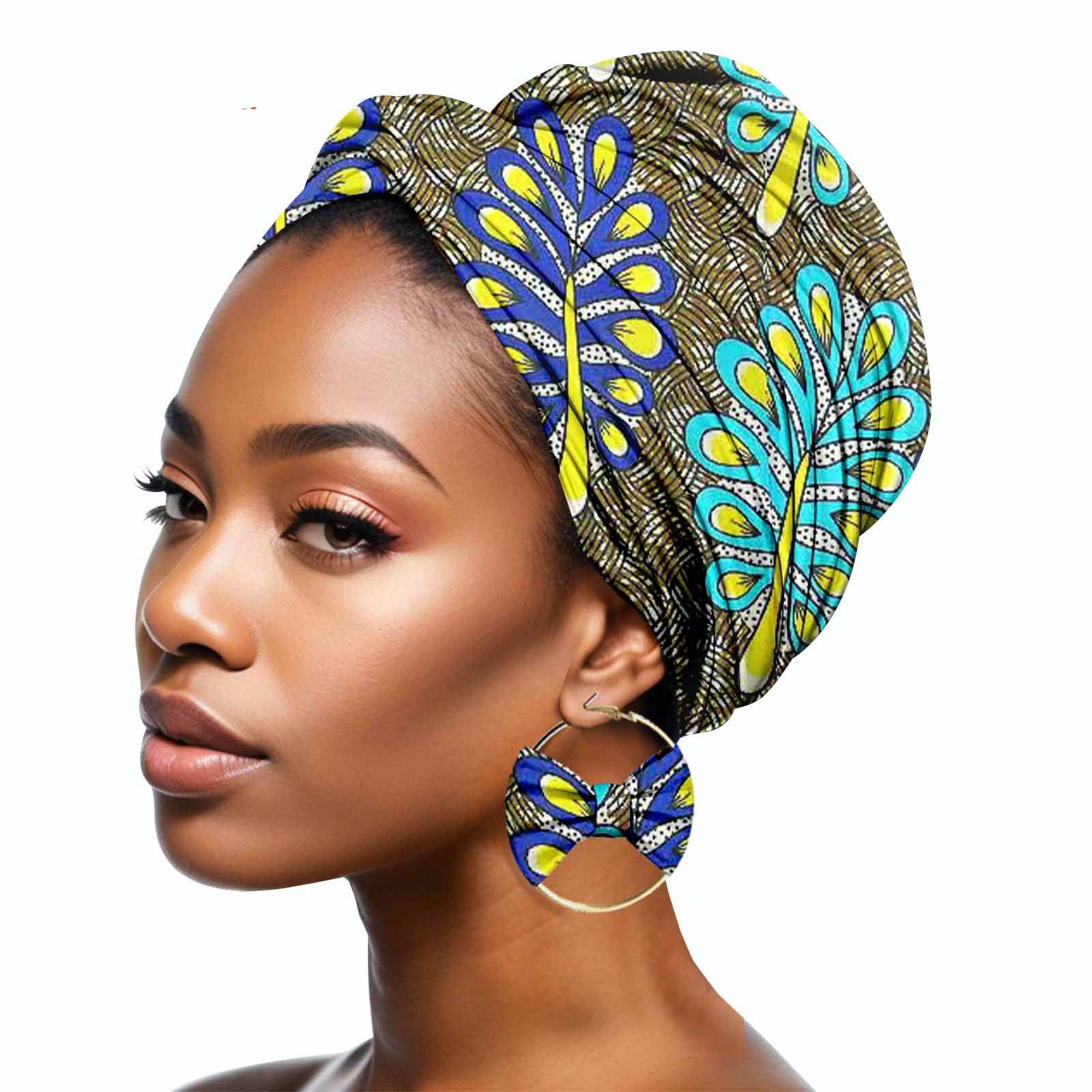 Duplex Printing Batik Headscarf Earrings A712 Hair Band Mask - Shop at LoveMi