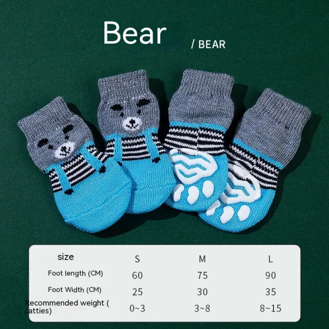 Non slip Sole Socks Teddy Corgi Cat Supplies 4 Pack Bear - Shop at LoveMi