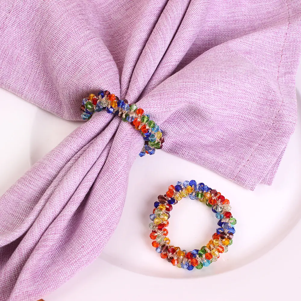 Creative Color Crystal String Beads Napkin Ring