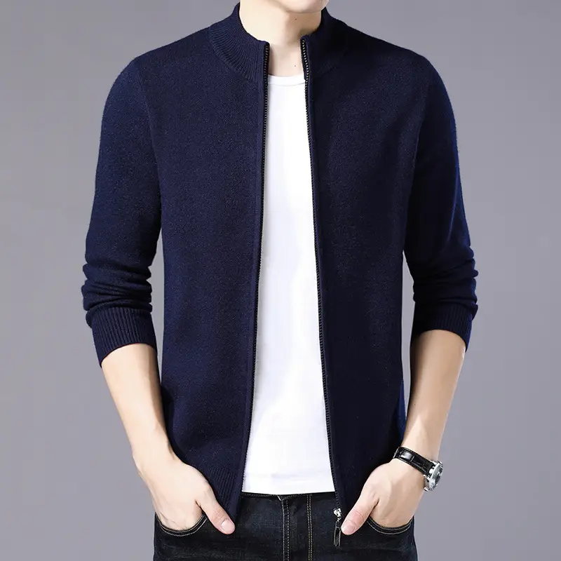 Mens Thickened Warm Solid-color Sweater