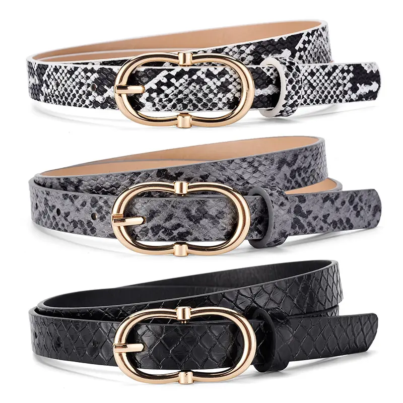 Simple And Versatile Snake Print Leather Belt