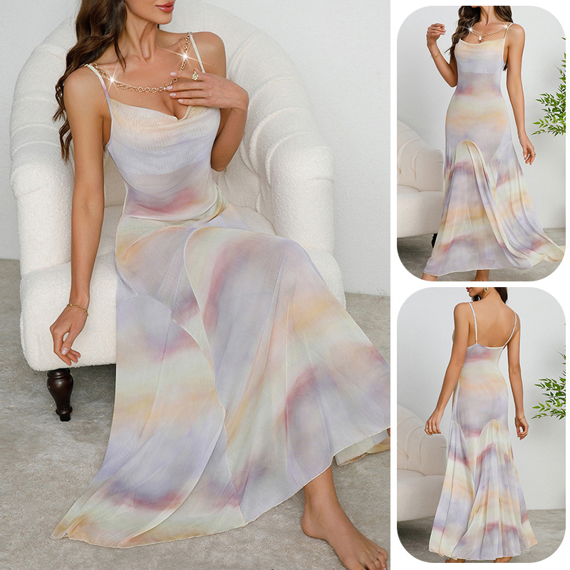 Breathable And Comfortable Womens Dress Printed Slip Dress