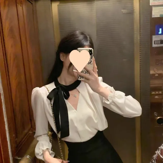 Fashion Dignified Sense Of Design Niche Black And White Long Sleeve Shirt Black And White Shirt - Shop at LoveMi