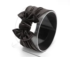 Baby Lace-up Gold Velvet Fat Bow Hair Band - Black - View 1