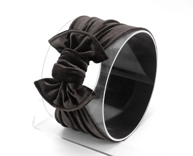 Baby Lace up Gold Velvet Fat Bow Hair Band Black - Shop at LoveMi