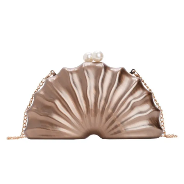 Stylish Acrylic Shell shaped Clutch Bag Luxury Fashion Evening Bag Brown - Shop at LoveMi