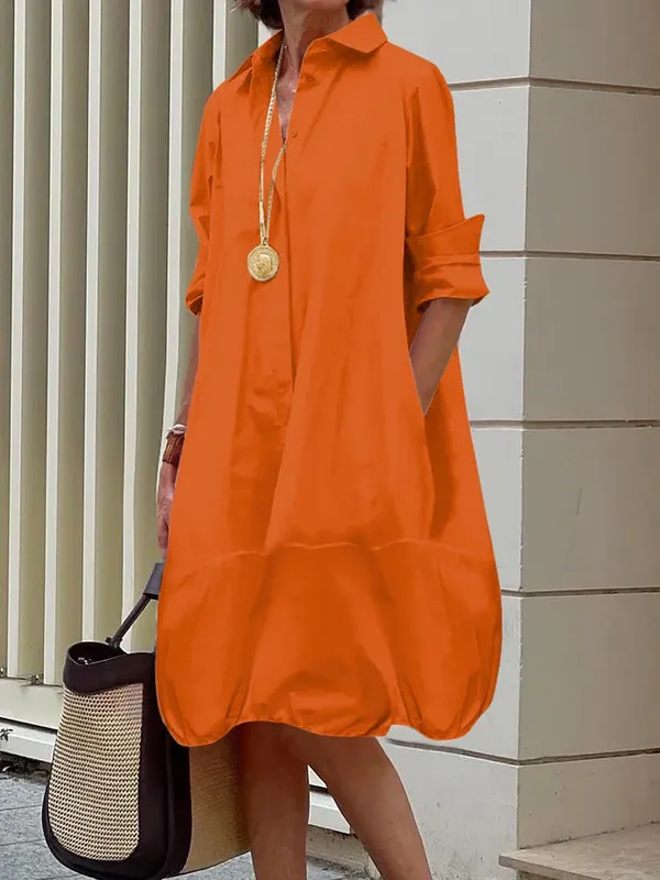 Women's Solid Color Fashion Single breasted Hollow out Long sleeved Shirt Orange - Shop at LoveMi