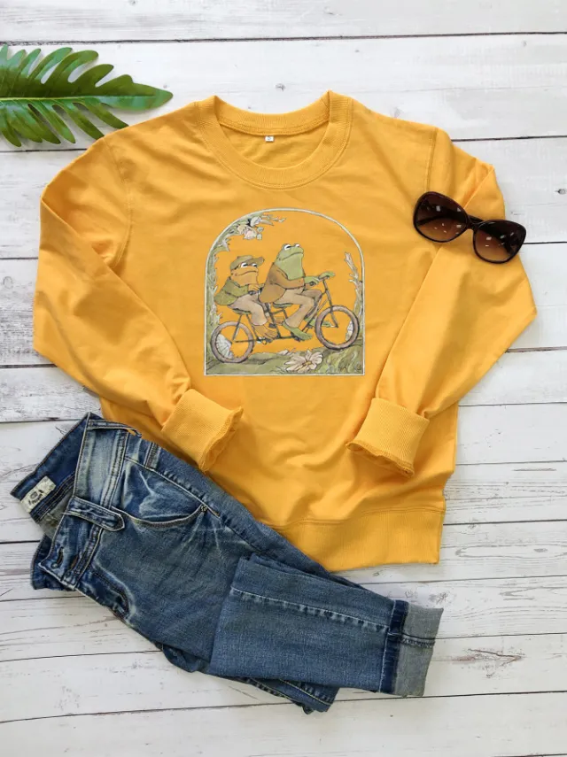 Frog And Toad Are Good Partners Casual Cotton Sweater Yellow - Shop at LoveMi