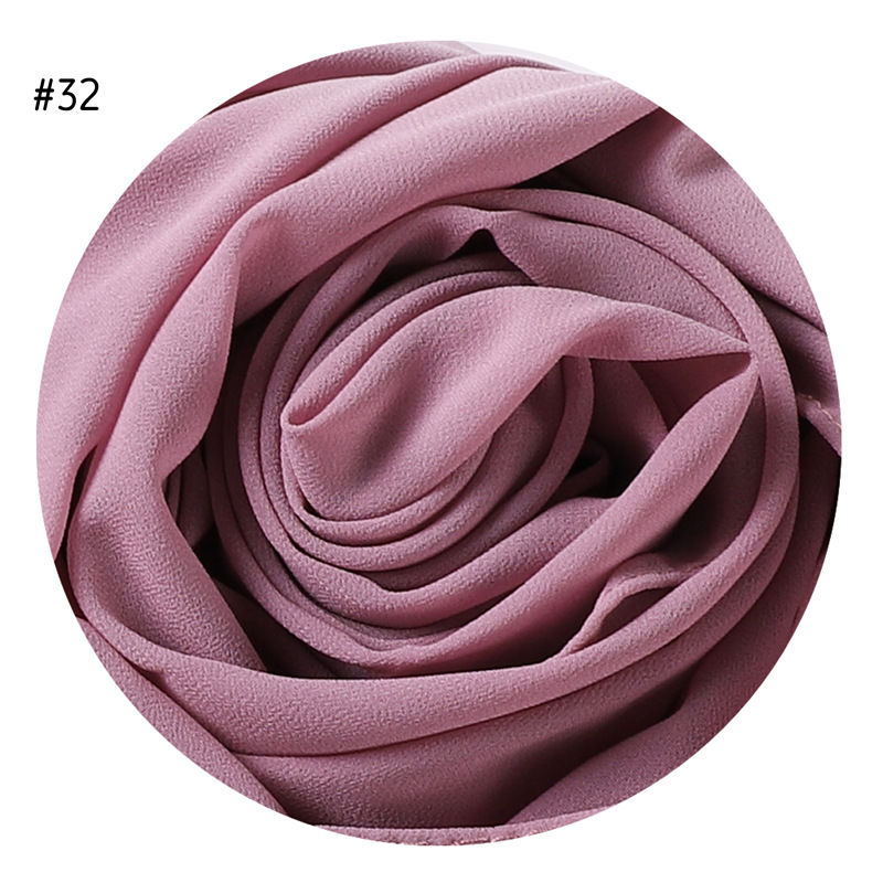 Solid Color Pearl Chiffon Scarf Head Covering Monochrome