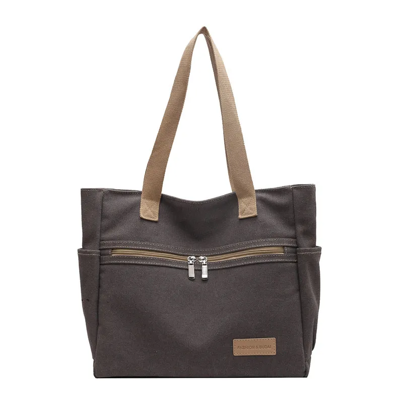 Canvas Shoulder Bags Women's Totes Handbag - Gray